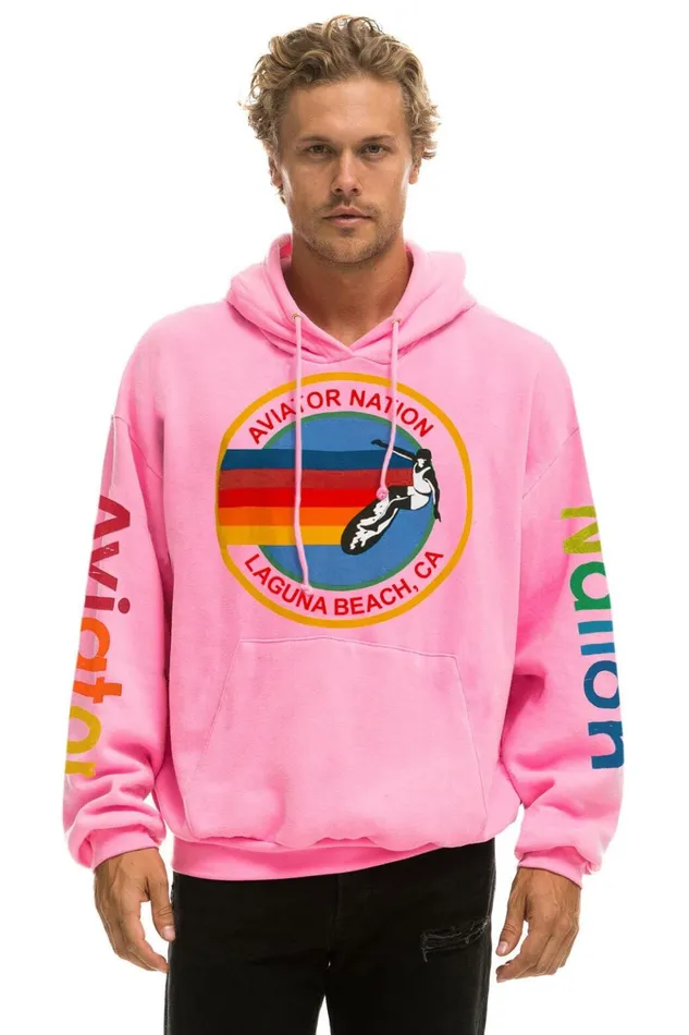 AVIATOR NATION LAGUNA BEACH RELAXED PULLOVER HOODIE 8211 NEON PINK Women Aviator Nation Hoodies