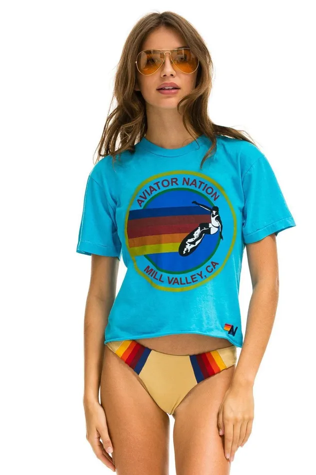 AVIATOR NATION MILL VALLEY BOYFRIEND TEE 8211 NEON BLUE Women Aviator Nation Tees
