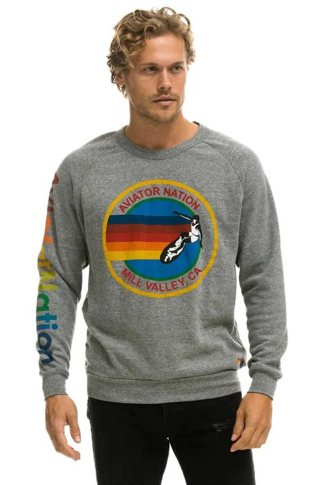 AVIATOR NATION MILL VALLEY SWEATSHIRT 8211 HEATHER GREY Men Aviator Nation Sweatshirts