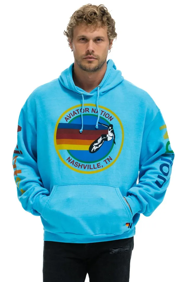 AVIATOR NATION NASHVILLE RELAXED PULLOVER HOODIE 8211 NEON BLUE Women Aviator Nation Hoodies