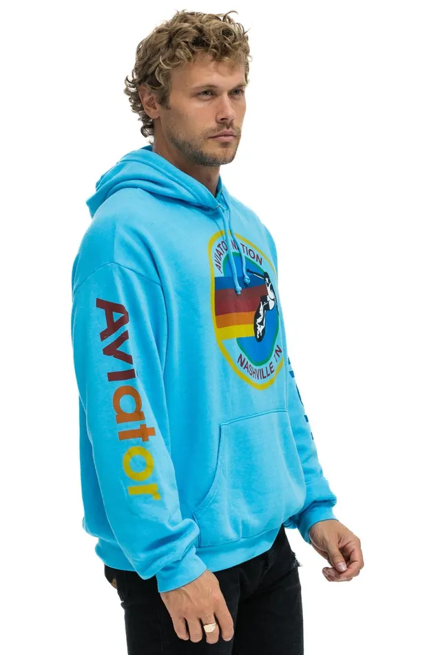 AVIATOR NATION NASHVILLE RELAXED PULLOVER HOODIE 8211 NEON BLUE Women Aviator Nation Hoodies