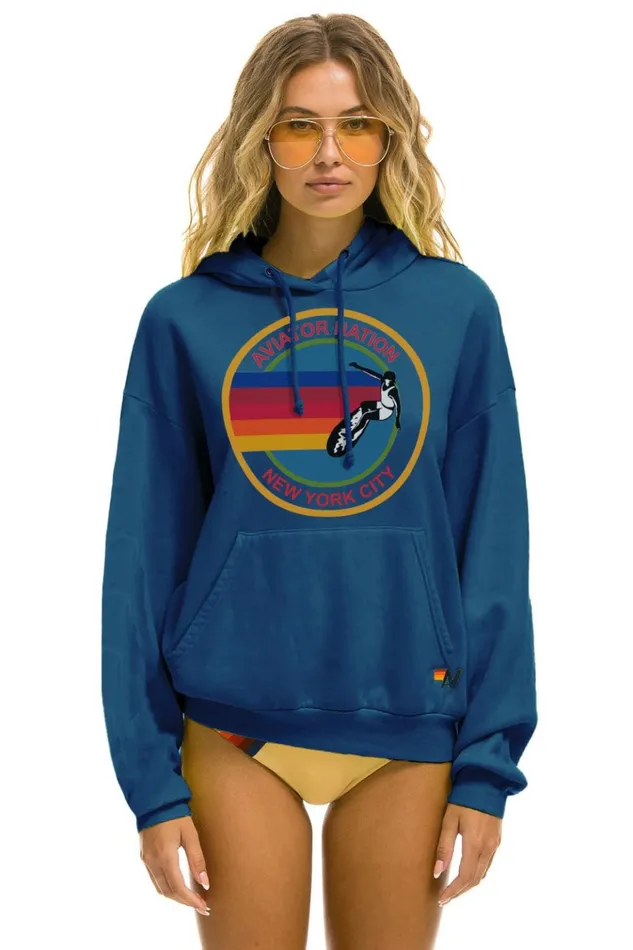 AVIATOR NATION NEW YORK CITY RELAXED PULLOVER HOODIE 8211 ROYAL Women Aviator Nation Hoodies AVIATOR NATION NEW YORK CITY RELAXED PULLOVER HOODIE 8211 ROYAL Women Aviator Nation Hoodies