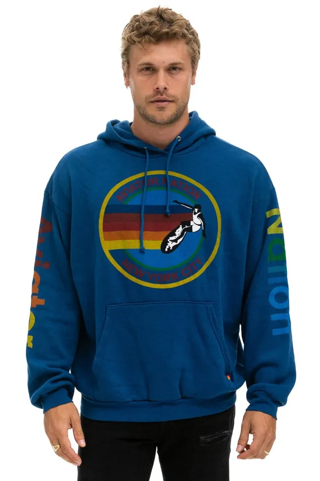 AVIATOR NATION NEW YORK CITY RELAXED PULLOVER HOODIE 8211 ROYAL Women Aviator Nation Hoodies