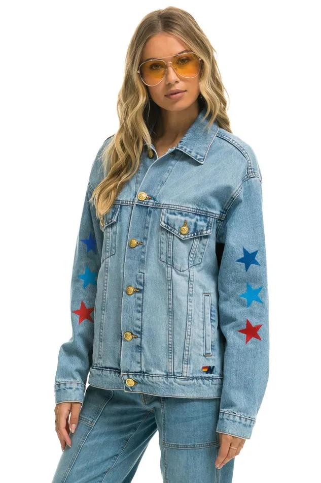 AVIATOR NATION OVERSIZED CONCERT DENIM JACKET 8211 SUPER LIGHT Women Aviator Nation Denim
