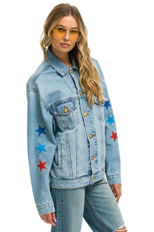 AVIATOR NATION OVERSIZED CONCERT DENIM JACKET 8211 SUPER LIGHT WomenMen Aviator Nation Denim Jackets