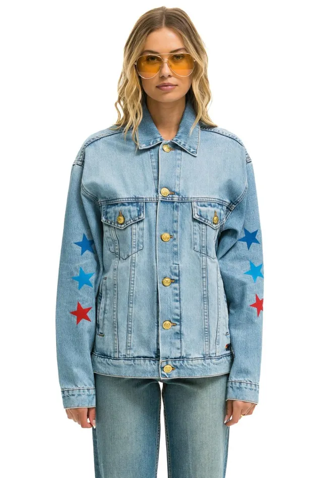 AVIATOR NATION OVERSIZED CONCERT DENIM JACKET 8211 SUPER LIGHT WomenMen Aviator Nation Denim Jackets