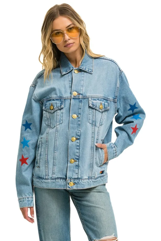 AVIATOR NATION OVERSIZED CONCERT DENIM JACKET 8211 SUPER LIGHT WomenMen Aviator Nation Denim Jackets