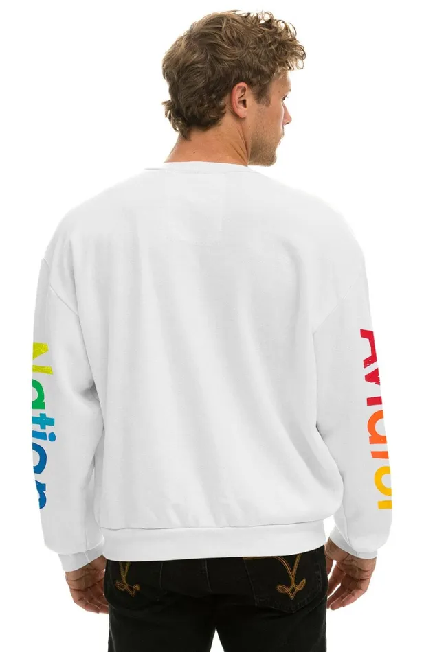 AVIATOR NATION RELAXED CREW SWEATSHIRT 8211 WHITE Women Aviator Nation Sweatshirts