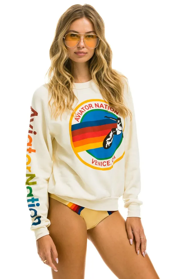 AVIATOR NATION SWEATSHIRT 8211 VINTAGE WHITE Women Aviator Nation Sweatshirts