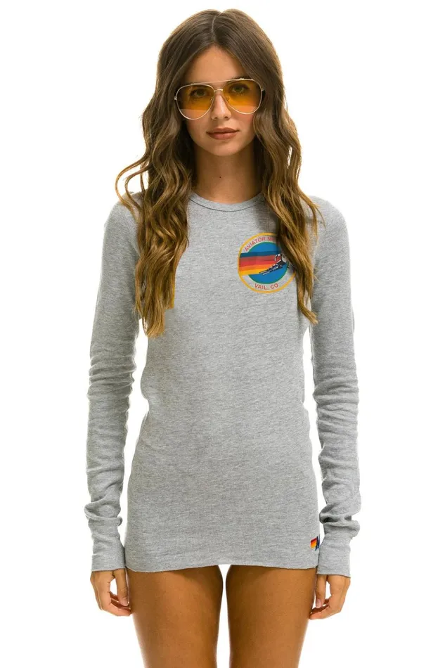 AVIATOR NATION VAIL THERMAL 8211 HEATHER GREY Women Aviator Nation Tees