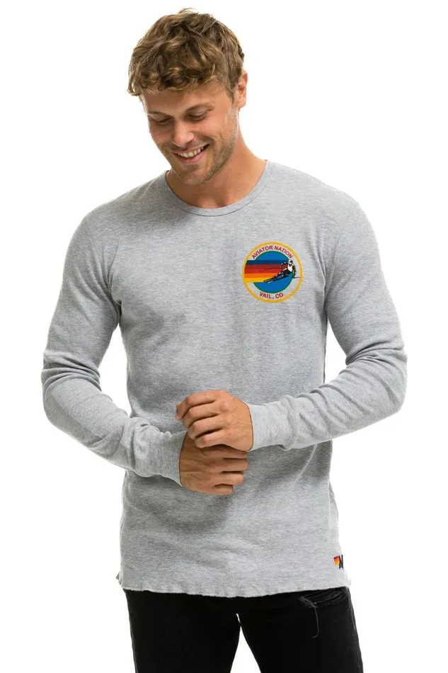 AVIATOR NATION VAIL THERMAL 8211 HEATHER GREY Women Aviator Nation Tees