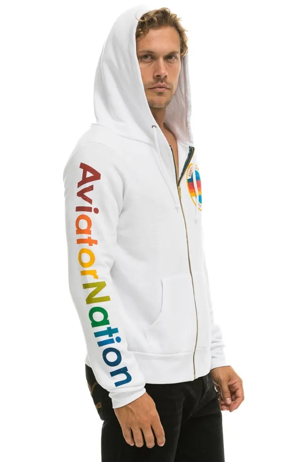 AVIATOR NATION VAIL ZIP HOODIE 8211 WHITE Women Aviator Nation Hoodies