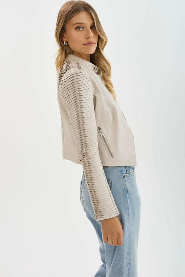 Azra Leather Jacket Bone Women Lamarque LEATHER JACKETS