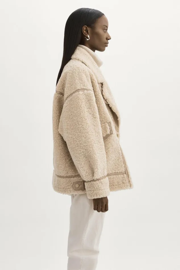 Badu Oversized Faux Shearling Jacket Beige Women Lamarque BEST SELLERS