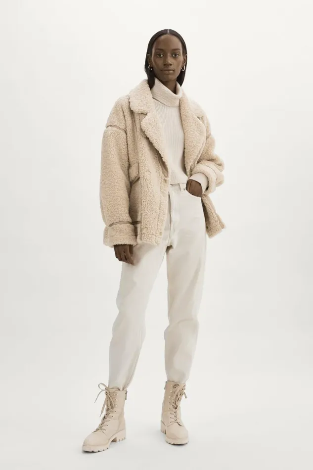 Badu Oversized Faux Shearling Jacket Beige Women Lamarque BEST SELLERS