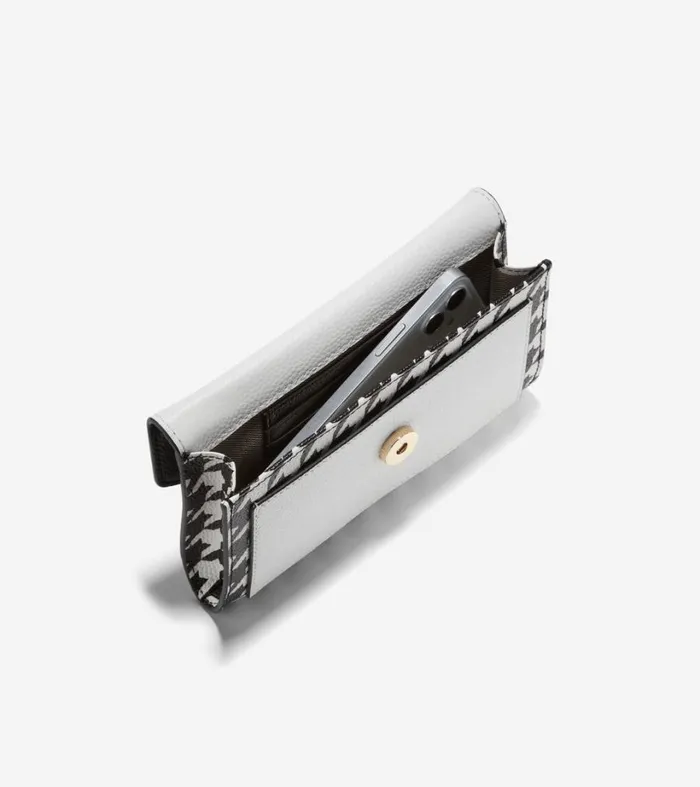 Bags and Backpacks Women Cole Haan Oversized Closure Phone Case Houndstoothwhiteblack