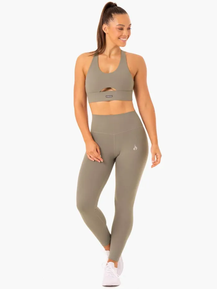 Base Full Length High Waisted Leggings 8211 Khaki Women Ryderwear Leggings