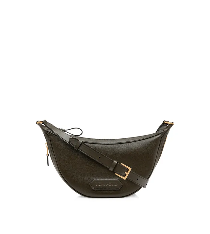 Belt Bags Men TOM FORD SMOOTH LEATHER ZIP CRESCENT BAG
