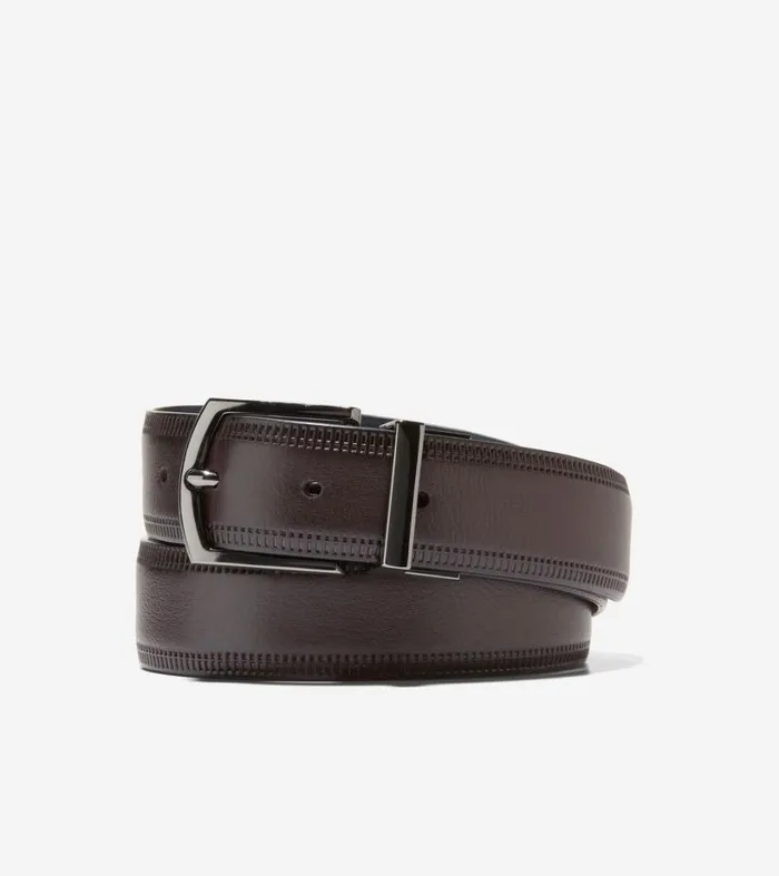 Belts Men Cole Haan 32MM Embossed Edge Belt Brownnavy