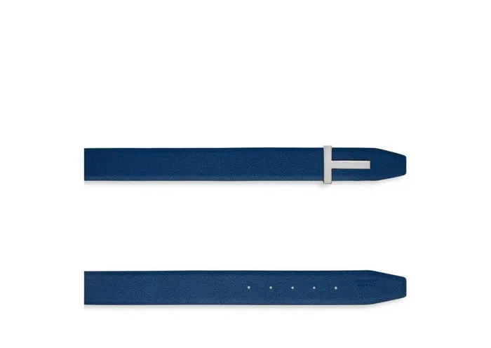 Belts Men TOM FORD SMALL GRAIN LEATHER T ICON BELT Black Ultramarine Belts Men TOM FORD SMALL GRAIN LEATHER T ICON BELT Black Ultramarine