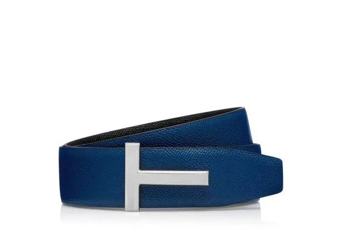 Belts Men TOM FORD SMALL GRAIN LEATHER T ICON BELT Black Ultramarine Belts Men TOM FORD SMALL GRAIN LEATHER T ICON BELT Black Ultramarine