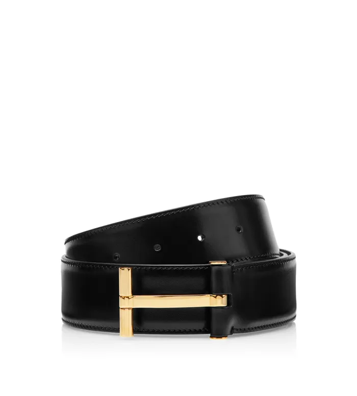 Belts Men TOM FORD SMOOTH LEATHER T BELT Black
