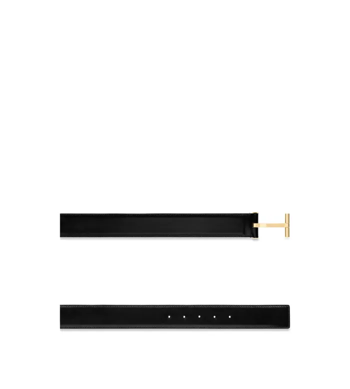 Belts Men TOM FORD SMOOTH LEATHER T BELT Black Belts Men TOM FORD SMOOTH LEATHER T BELT Black