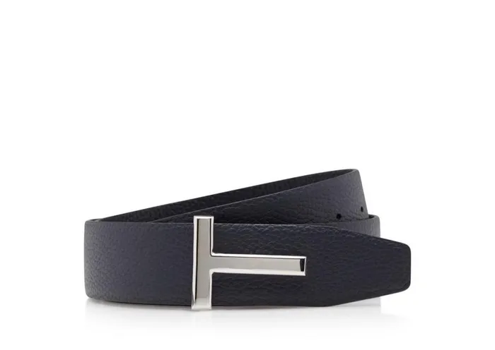 Belts Men TOM FORD SOFT GRAIN LEATHER T ICON BELT Dark Navy Black