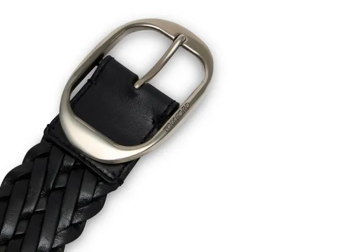 Belts Men TOM FORD WOVEN LEATHER OVAL BELT Black Belts Men TOM FORD WOVEN LEATHER OVAL BELT Black