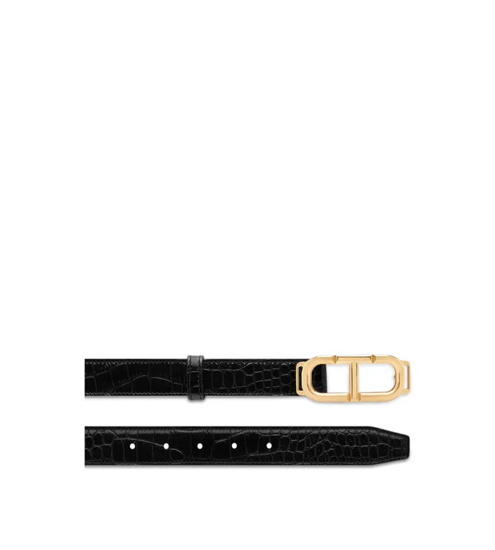 Belts Women TOM FORD SHINY STAMPED CROCODILE LEATHER WHITNEY BELT Black Belts Women TOM FORD SHINY STAMPED CROCODILE LEATHER WHITNEY BELT Black