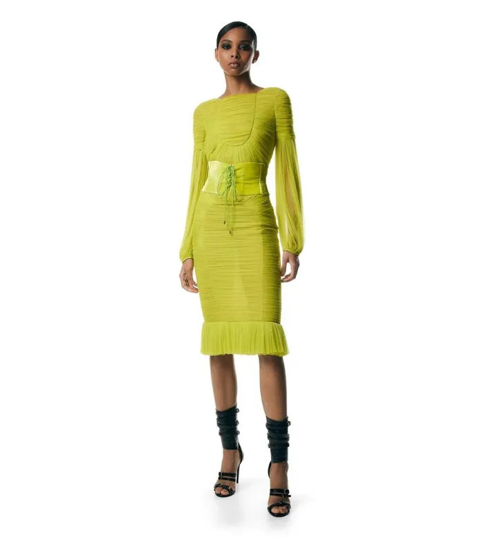 Belts Women TOM FORD VISCOSE VELVET WAIST CINCHER Acid Yellow Belts Women TOM FORD VISCOSE VELVET WAIST CINCHER Acid Yellow