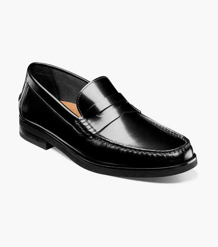 Berkley Flex Moc Toe Penny Loafer Black Smooth Men Florsheim Dress Shoes