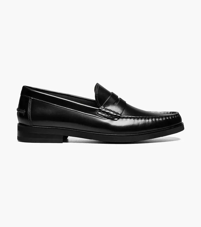 Berkley Flex Moc Toe Penny Loafer Black Smooth Men Florsheim Dress Shoes