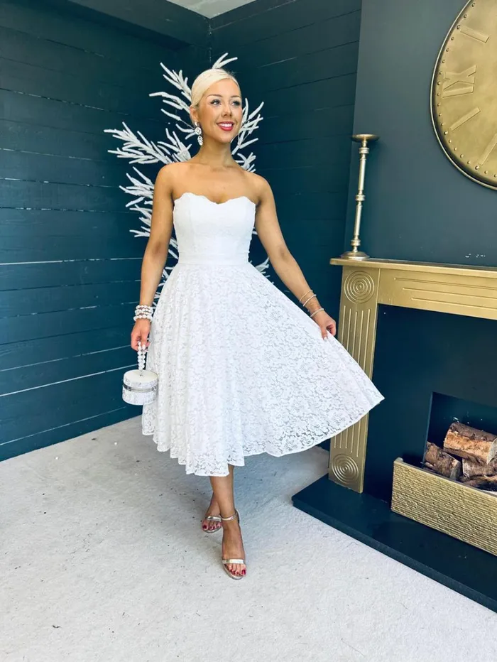 Beth Detailed Occasion Dress White Womens Canella Lane Day Dress