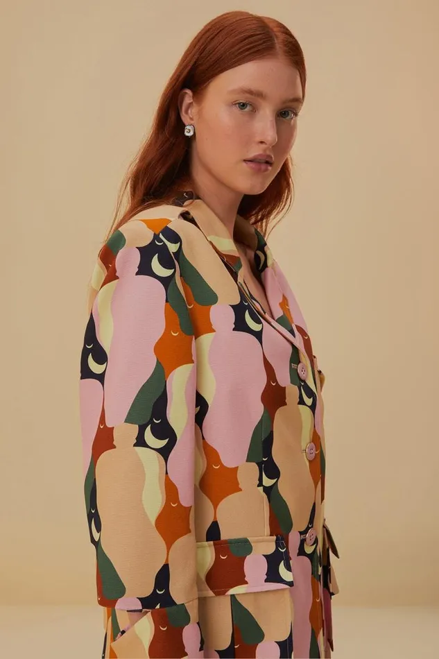 Blazers Women FARM Rio The Kiss Multicolor Cut Out Blazer Blazers Women FARM Rio The Kiss Multicolor Cut Out Blazer
