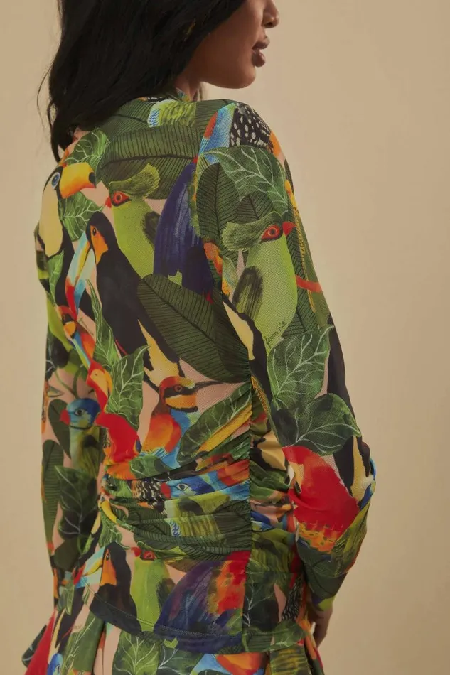 Blouses Women FARM Rio Bird Leaves Sand Tulle Blouse Blouses Women FARM Rio Bird Leaves Sand Tulle Blouse