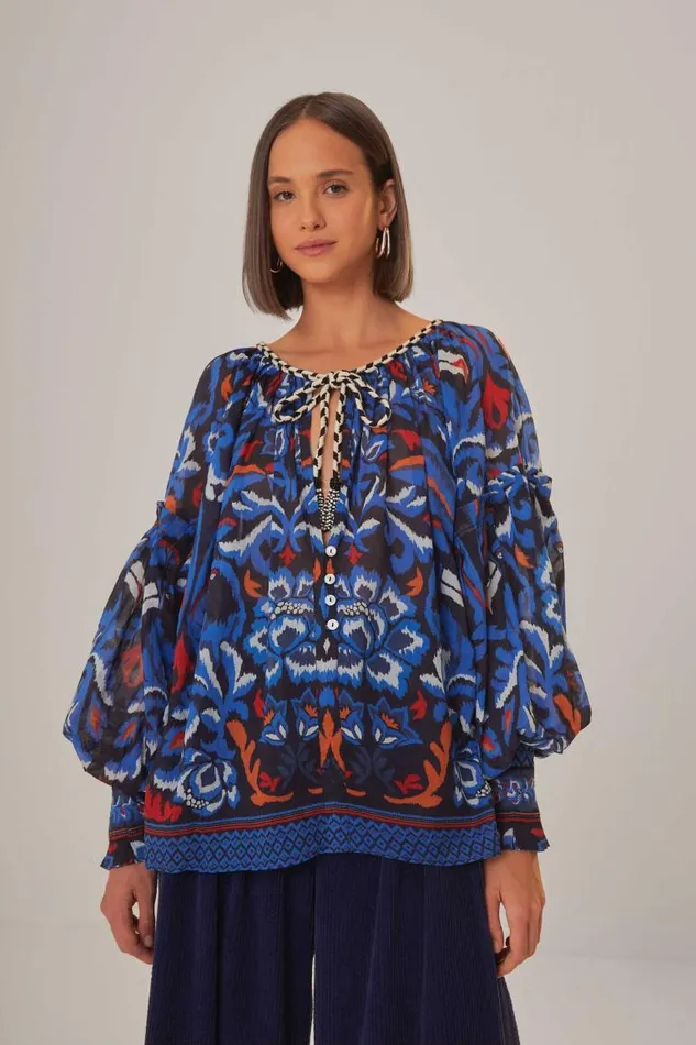 Blouses Women FARM Rio Black Toucans Scarf Blouse