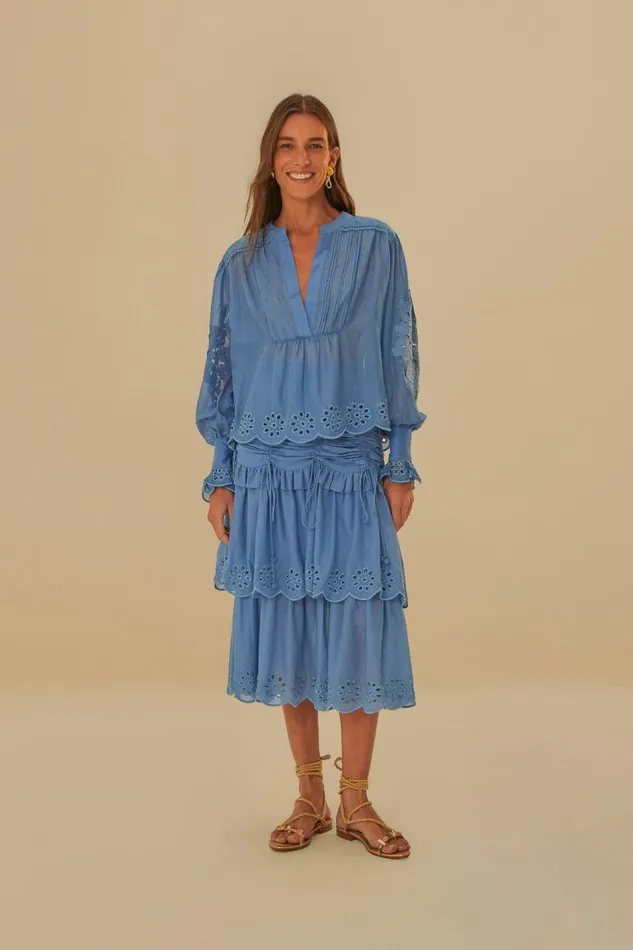 Blouses Women FARM Rio Blue Long Sleeve Organic Cotton Blouse Blouses Women FARM Rio Blue Long Sleeve Organic Cotton Blouse