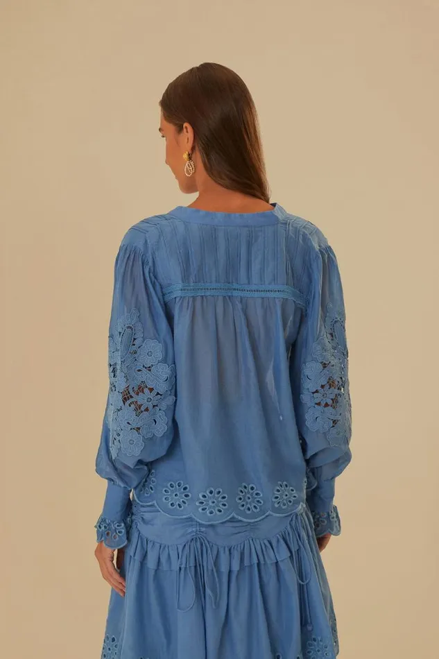 Blouses Women FARM Rio Blue Long Sleeve Organic Cotton Blouse Blouses Women FARM Rio Blue Long Sleeve Organic Cotton Blouse
