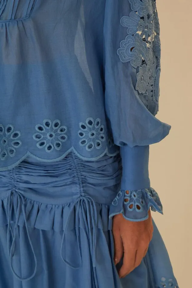 Blouses Women FARM Rio Blue Long Sleeve Organic Cotton Blouse Blouses Women FARM Rio Blue Long Sleeve Organic Cotton Blouse