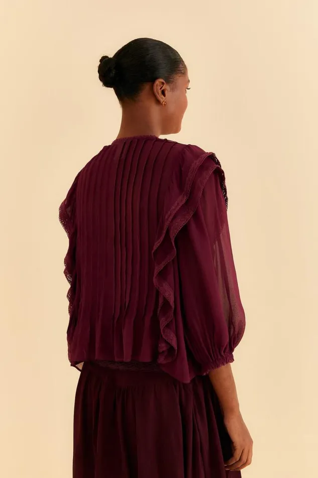 Blouses Women FARM Rio Burgundy Ruffle Blouse
