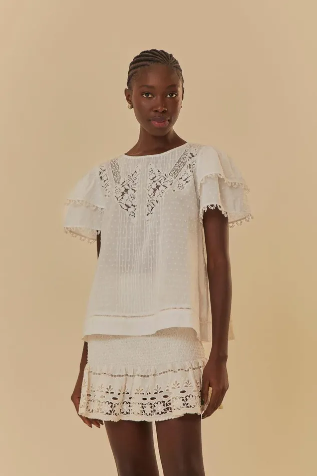Blouses Women FARM Rio OffWhite Ruffle Blouse