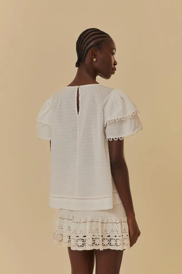 Blouses Women FARM Rio OffWhite Ruffle Blouse