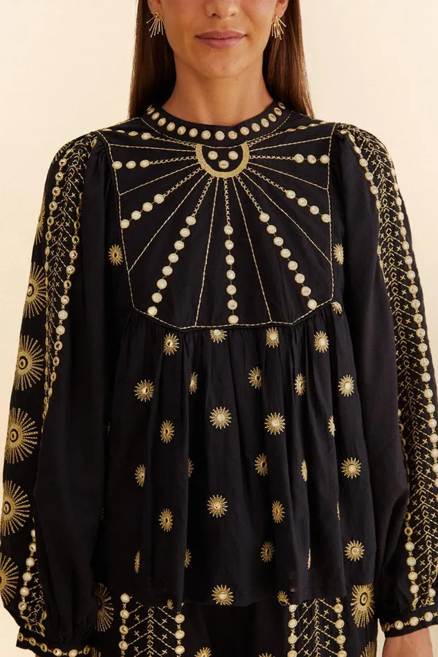 Blouses Women FARM Rio Sun Embroidered Blouse Blouses Women FARM Rio Sun Embroidered Blouse