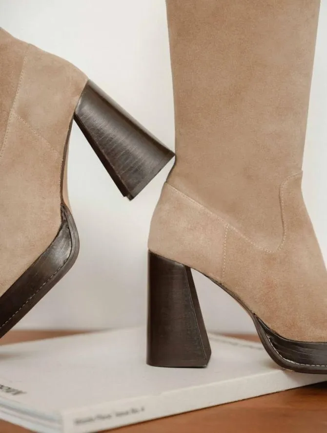 Bobbies Platforms and Clogs Women Callie Mohair Taupe