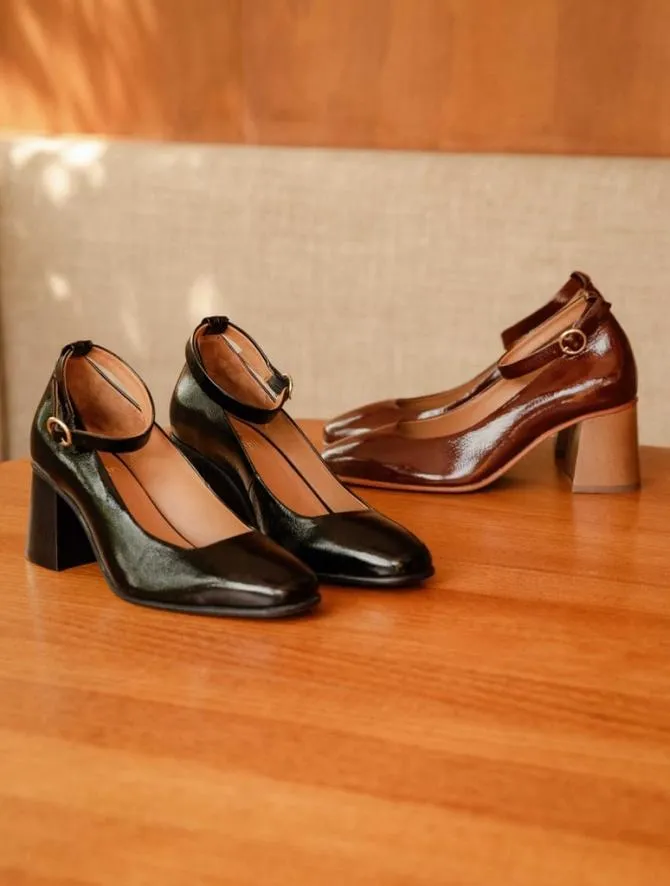 Bobbies Pumps Mary Janes and Ballet Flats Women Lucia Black Vinyl