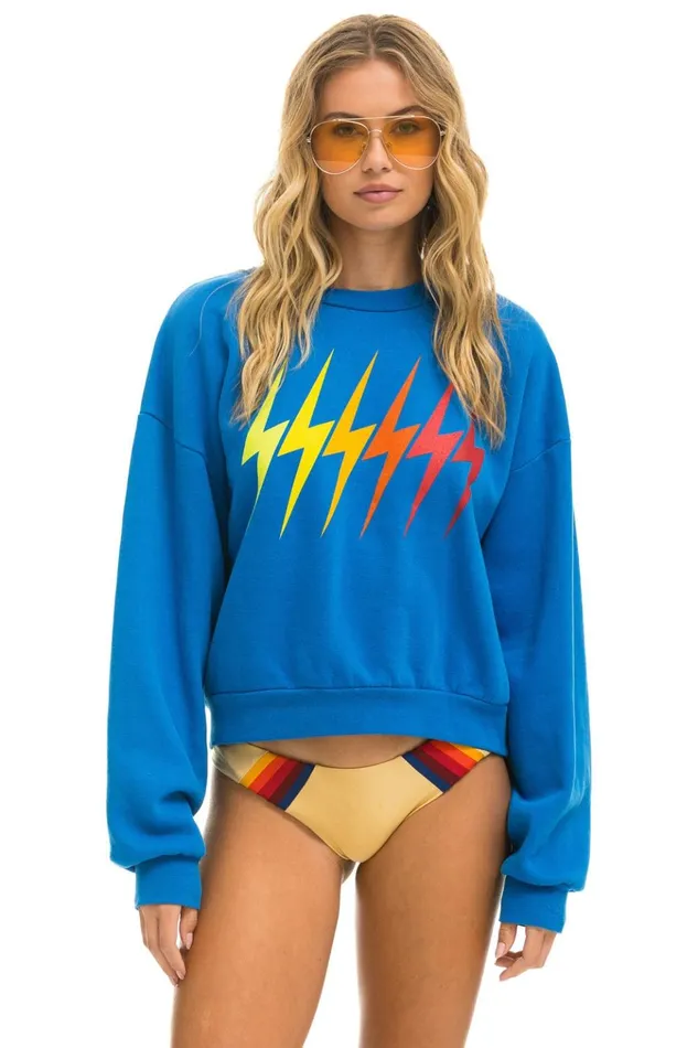 BOLT GRADIENT RELAXED CREW SWEATSHIRT 8211 OCEAN RAINBOW Men Aviator Nation Sweatshirts