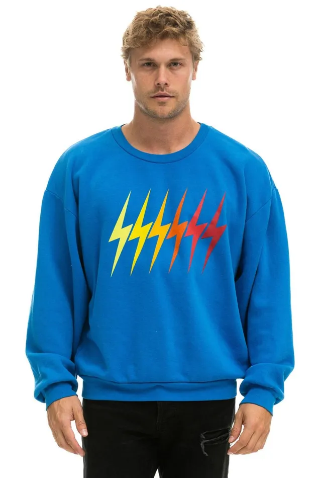 BOLT GRADIENT RELAXED CREW SWEATSHIRT 8211 OCEAN RAINBOW Men Aviator Nation Sweatshirts