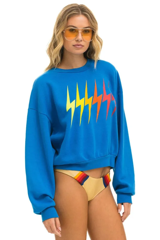 BOLT GRADIENT RELAXED CREW SWEATSHIRT 8211 OCEAN RAINBOW Men Aviator Nation Sweatshirts