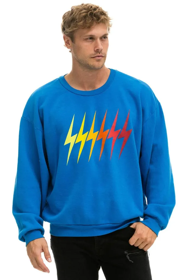 BOLT GRADIENT RELAXED CREW SWEATSHIRT 8211 OCEAN RAINBOW Men Aviator Nation Sweatshirts